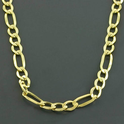 14K Solid Yellow Gold Thick Figaro Chain Necklace DailySale