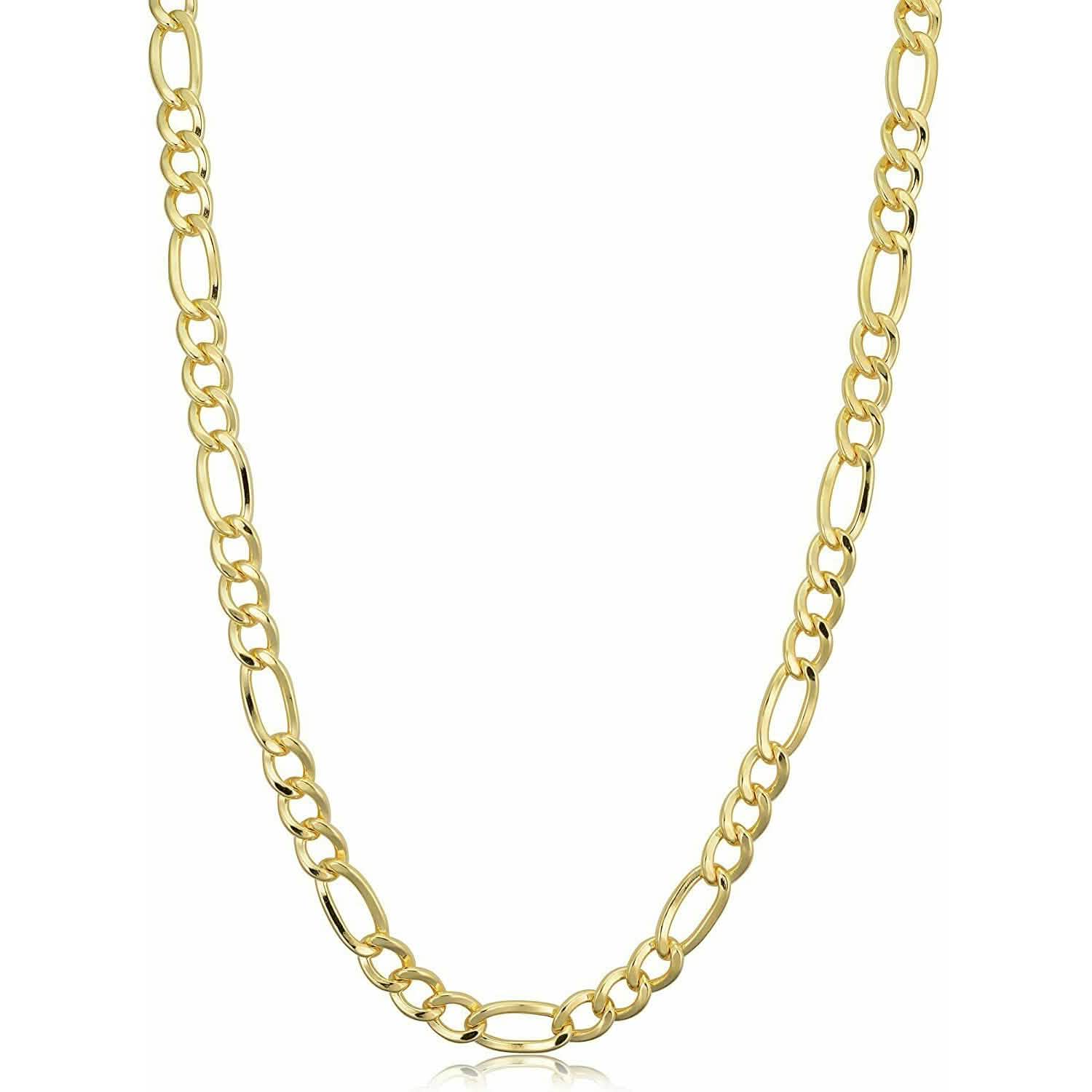 14K Solid Yellow Gold Thick Figaro Chain Necklace DailySale
