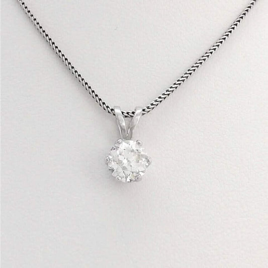 14K White Gold 1Ct Round European Cut Solitaire Diamond Pendant Necklace DailySale