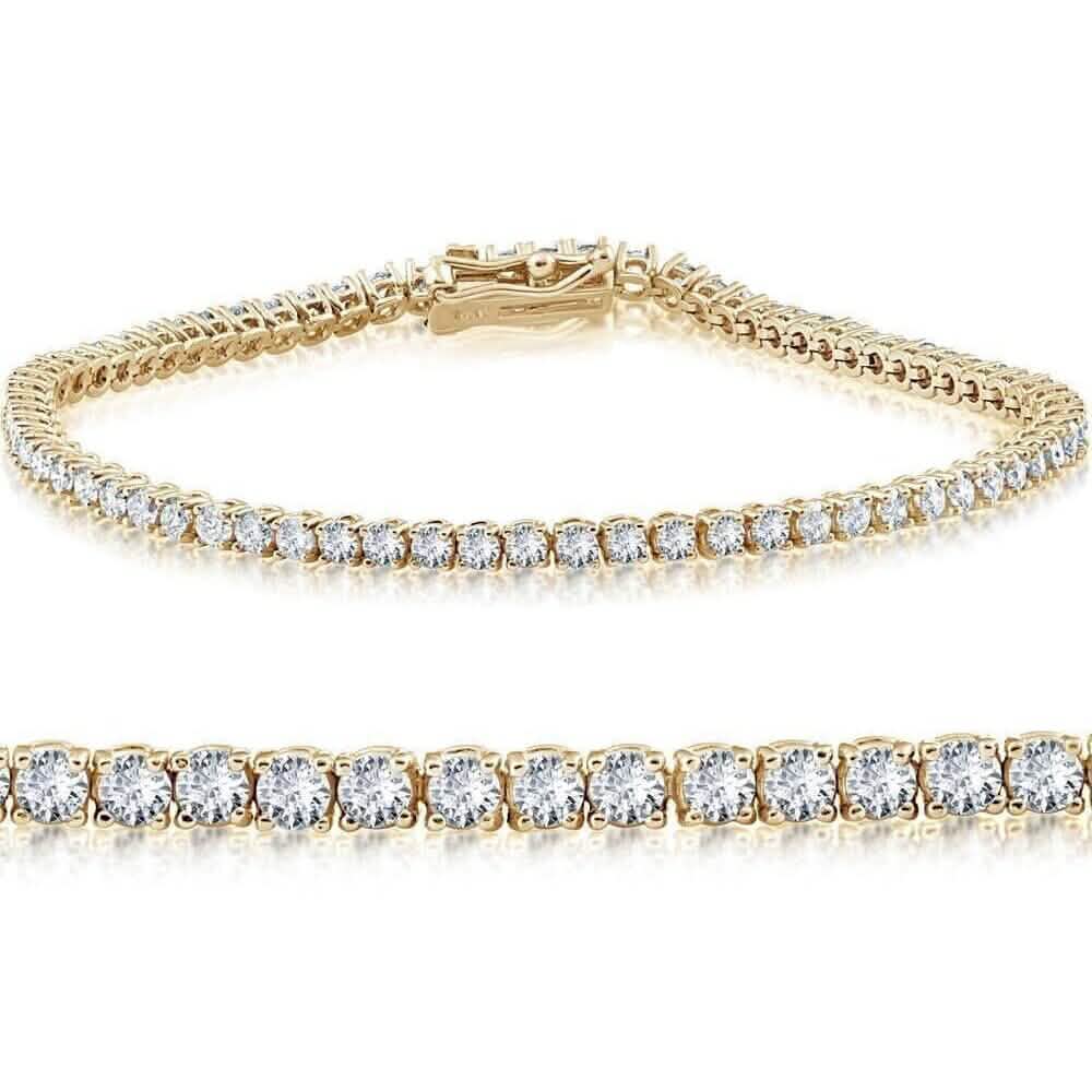 14K Yellow Gold 2.15 Ct Real Diamond Tennis Bracelet Round Brilliant Cut DailySale