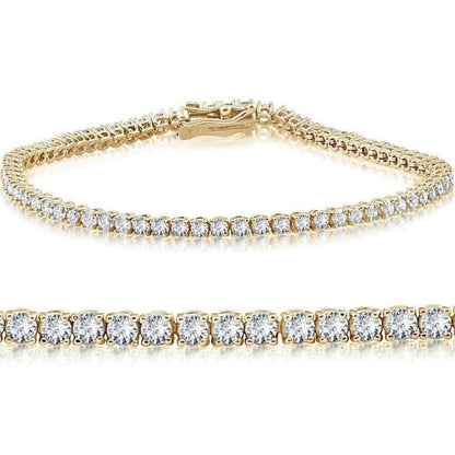 14K Yellow Gold 2.15 Ct Real Diamond Tennis Bracelet Round Brilliant Cut DailySale