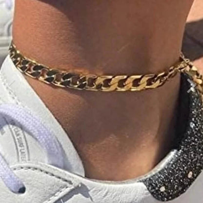 14k Yellow Gold Filled High Polish Finsh Cubun Curb Link Anklet 5mm 9.5'' White/Yellow DailySale