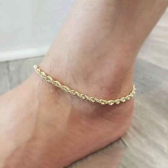 14k Yellow Gold Filled High Polish Finsh Rope Link Anklet 5mm 10'' White/Yellow DailySale