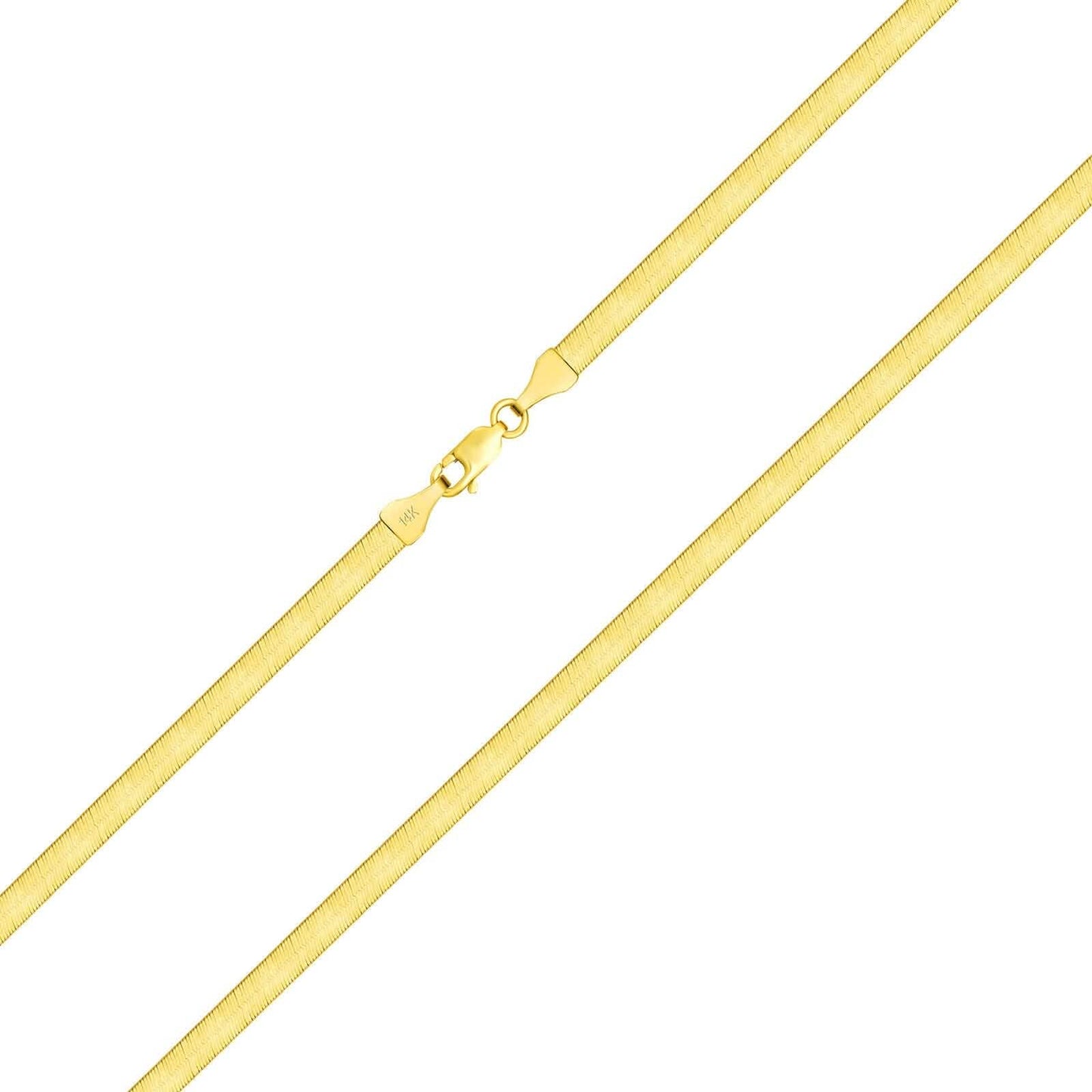 14K Yellow Gold Solid Womens 4mm High Polish Silk Herringbone Chain Necklace DailySale