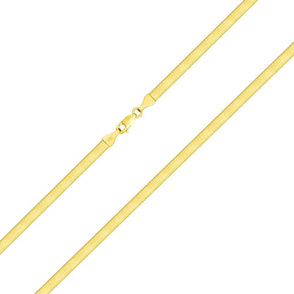 14K Yellow Gold Solid Womens 4mm High Polish Silk Herringbone Chain Necklace DailySale