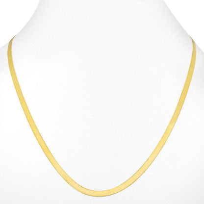 14K Yellow Gold Solid Womens 4mm High Polish Silk Herringbone Chain Necklace DailySale