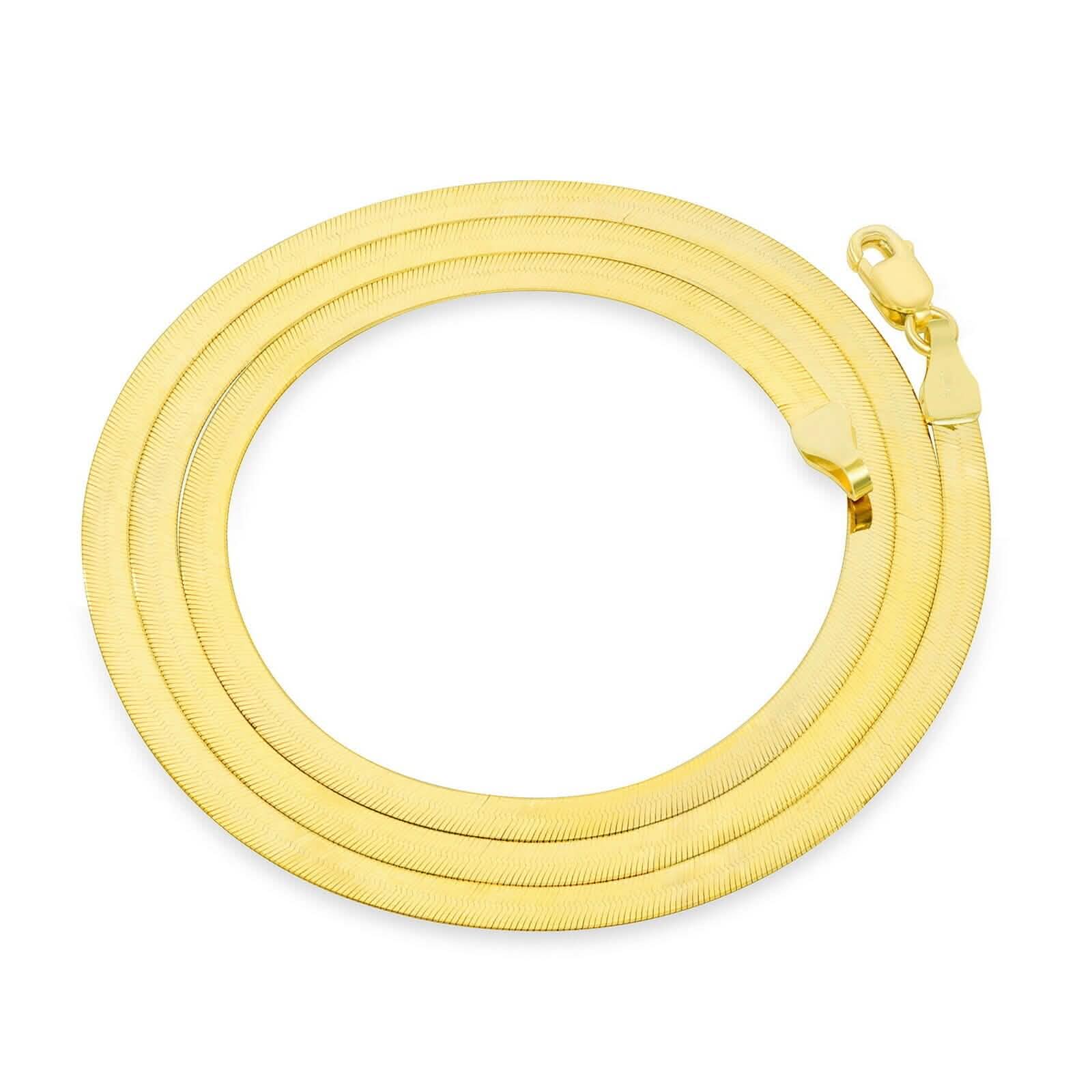 14K Yellow Gold Solid Womens 4mm High Polish Silk Herringbone Chain Necklace DailySale