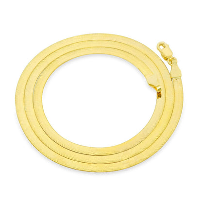 14K Yellow Gold Solid Womens 4mm High Polish Silk Herringbone Chain Necklace DailySale