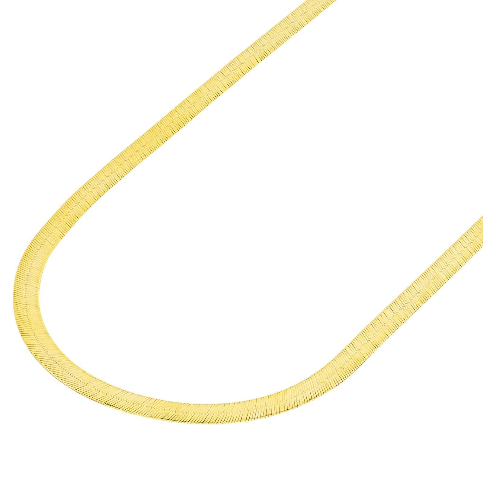 14K Yellow Gold Solid Womens 4mm High Polish Silk Herringbone Chain Necklace DailySale