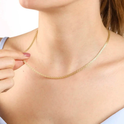 14K Yellow Solid Gold Round Bismark Chain Necklace 2.00mm DailySale