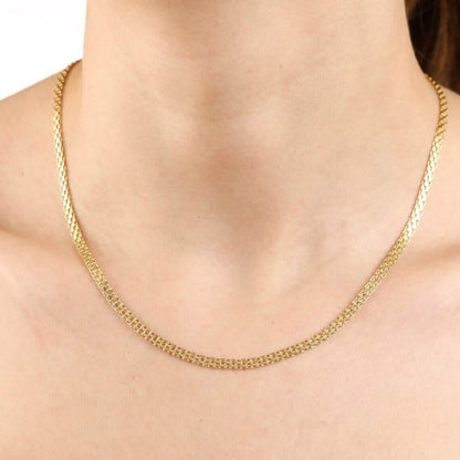 14K Yellow Solid Gold Round Bismark Chain Necklace 2.00mm DailySale