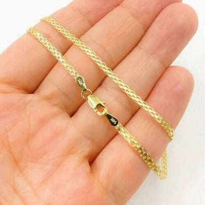 14K Yellow Solid Gold Round Bismark Chain Necklace 2.00mm DailySale