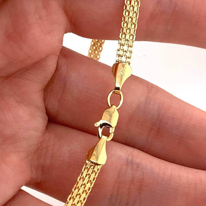 14K Yellow Solid Gold Round Bismark Chain Necklace 6MM DailySale