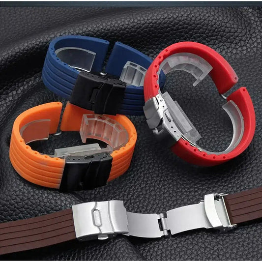 Suunto Race, Vertical & 9 Peak Ribbed Silicone Band, Folding Clasp BandsCo Straps