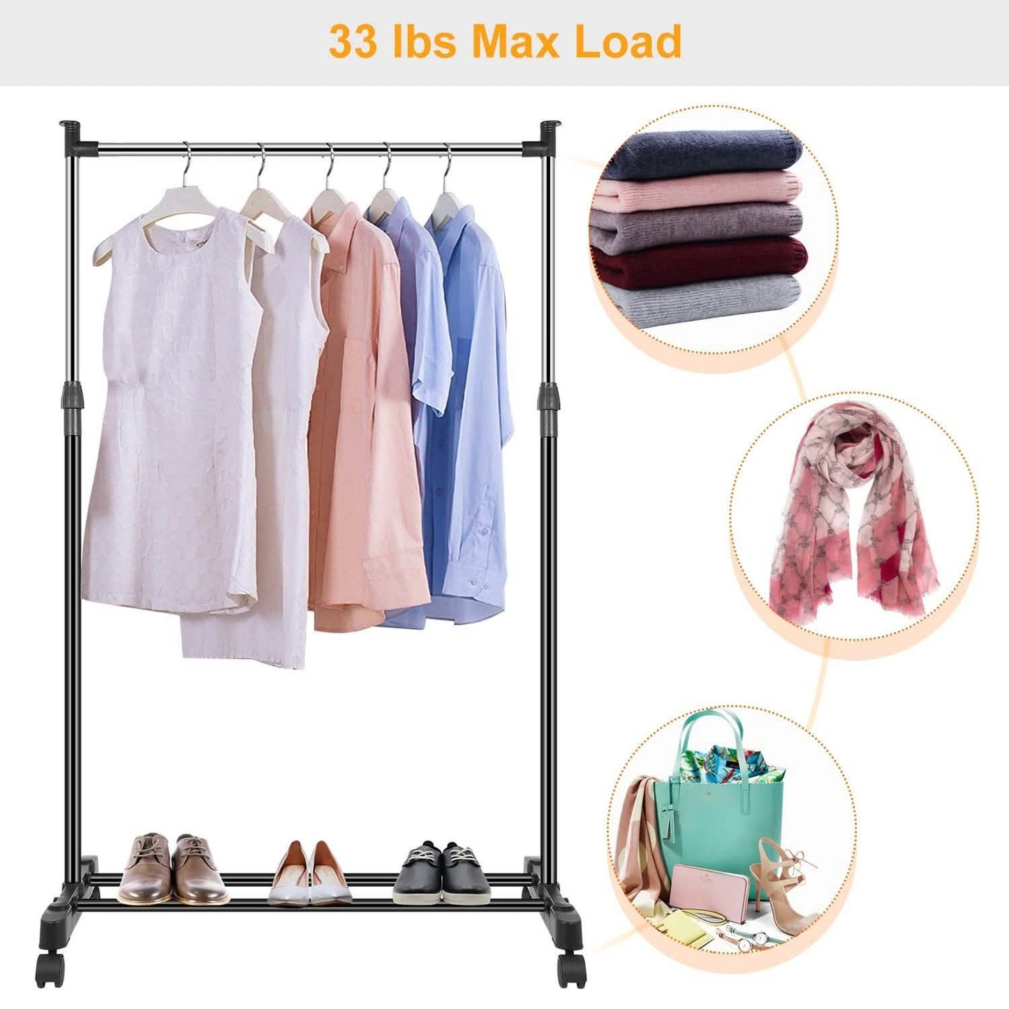 15 kg./33 lbs. Height Adjustable Garment Racks DailySale