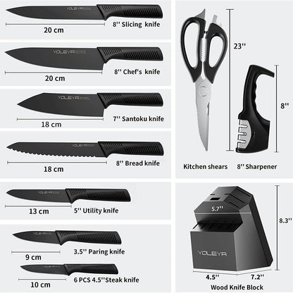 15-Piece: Non-Stick Coating Kitchen Knife Set DailySale