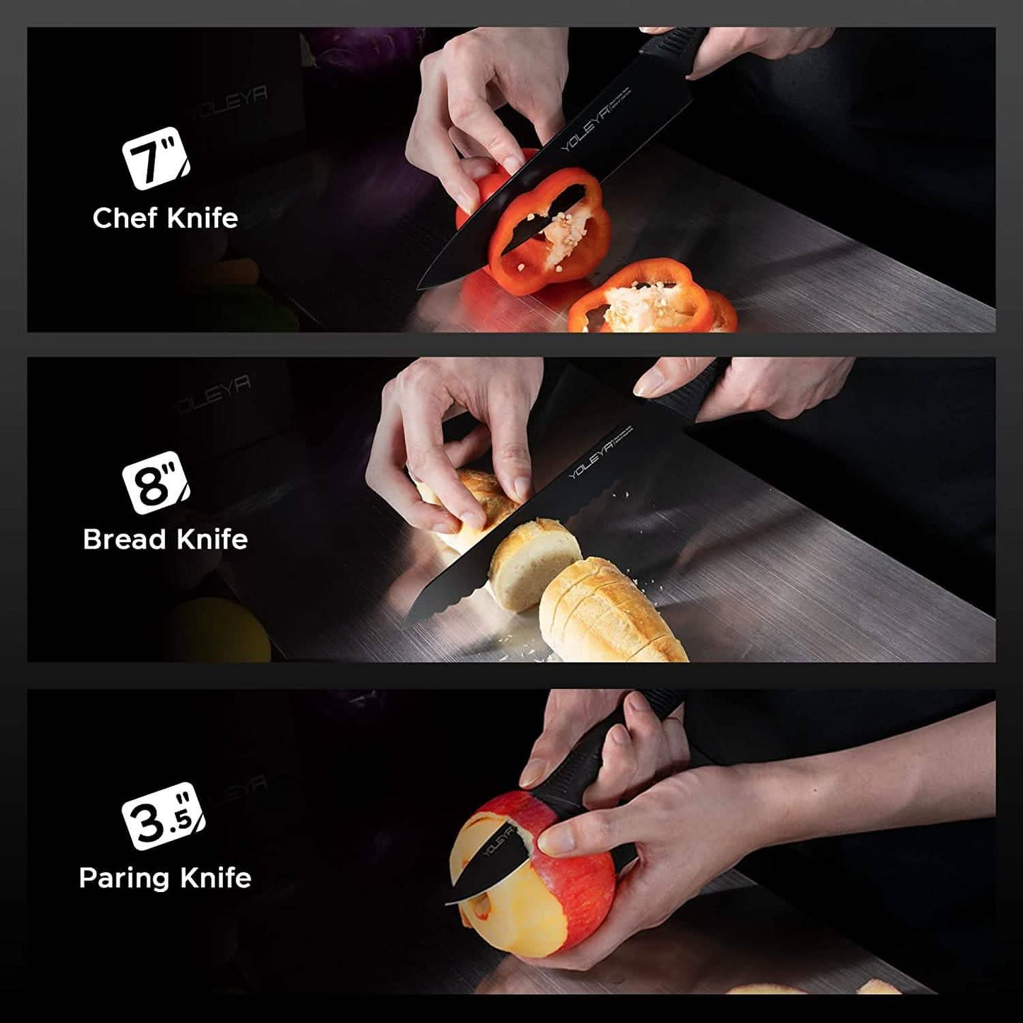 15-Piece: Non-Stick Coating Kitchen Knife Set DailySale