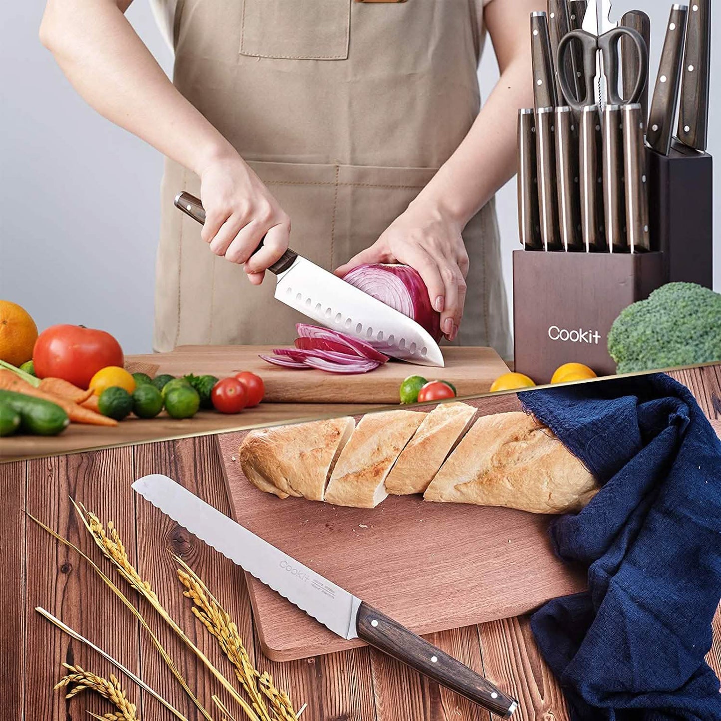 15-Piece: Stainless Steel Kitchen Knife Set DailySale