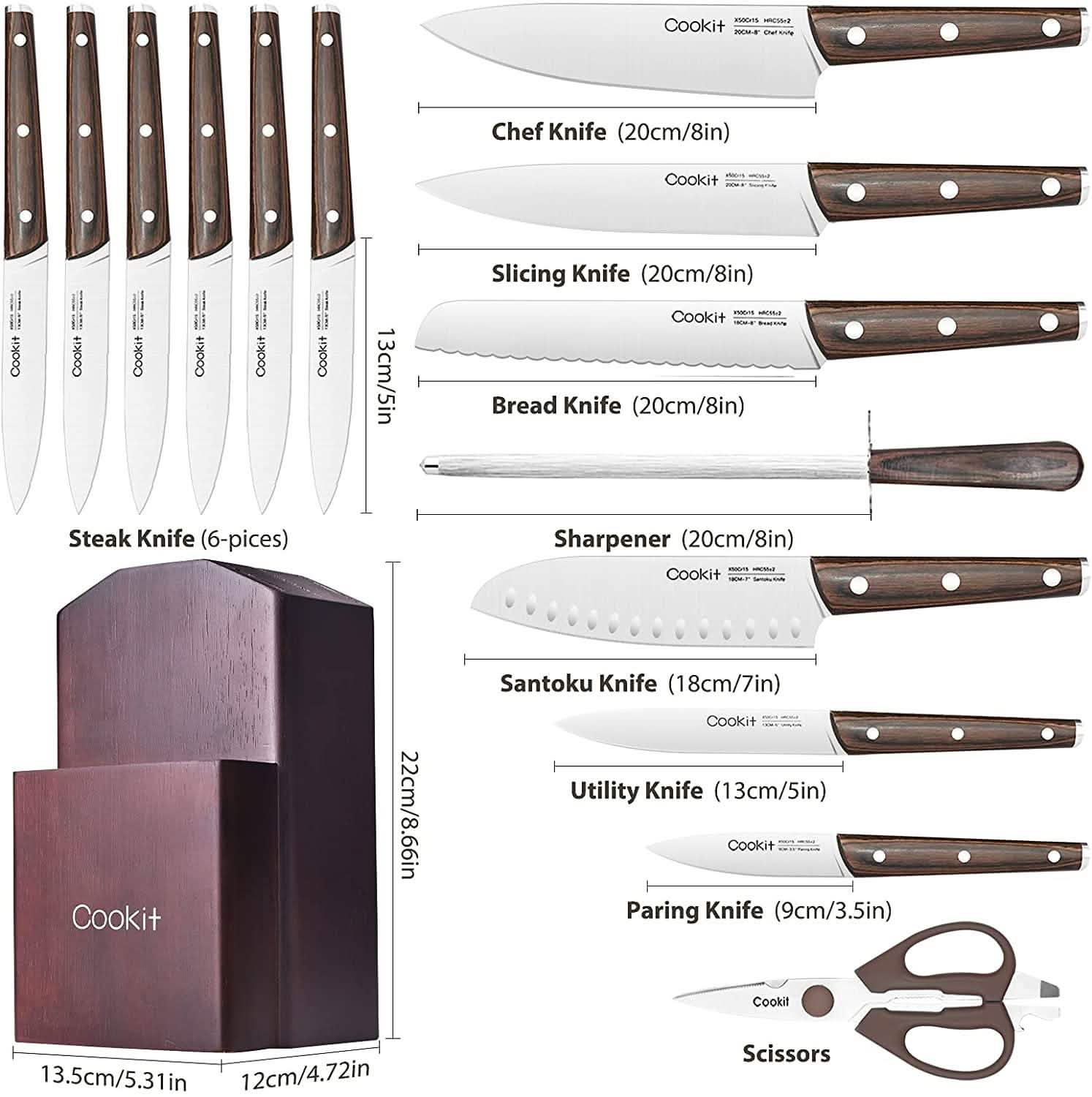 15-Piece: Stainless Steel Kitchen Knife Set DailySale