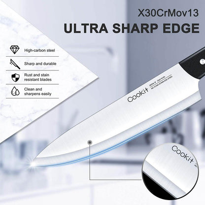 15-Pieces Set: Cookit Germany Stainless Steel Knife Block Set and Serrated Steak Knives DailySale