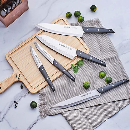 15-Pieces Set: Cookit Germany Stainless Steel Knife Block Set and Serrated Steak Knives DailySale