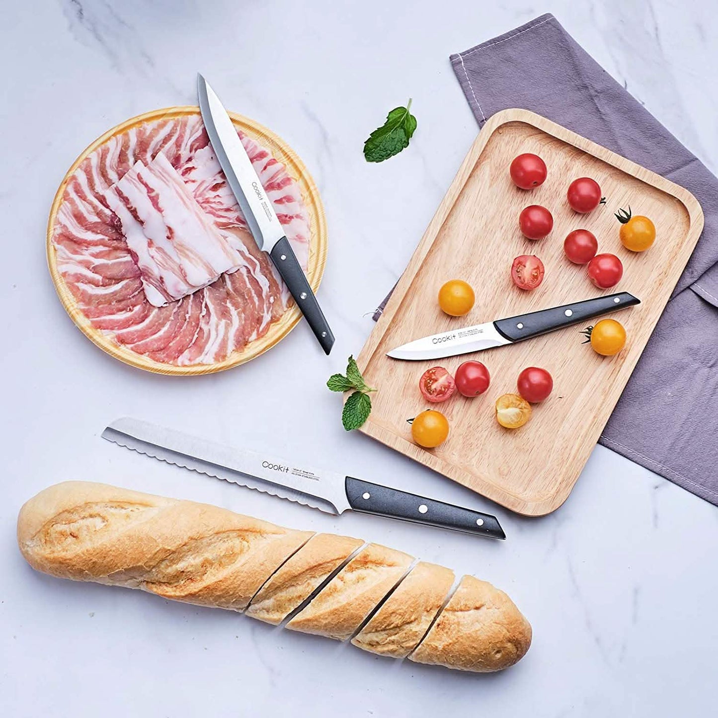 15-Pieces Set: Cookit Germany Stainless Steel Knife Block Set and Serrated Steak Knives DailySale