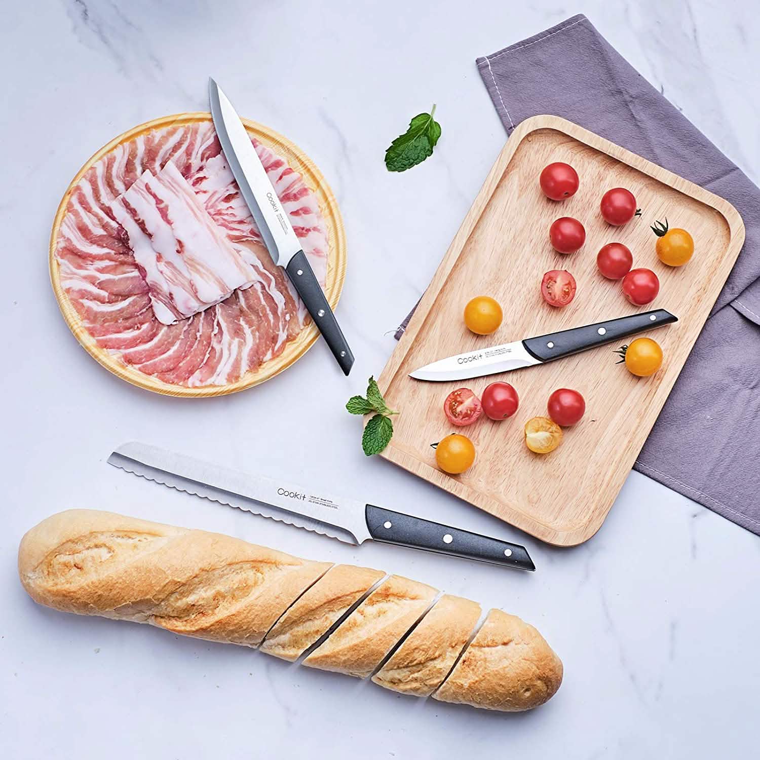 15-Pieces Set: Cookit Germany Stainless Steel Knife Block Set and Serrated Steak Knives DailySale