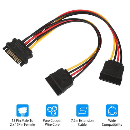 15 Pin Y Splitter Cable Adapter DailySale