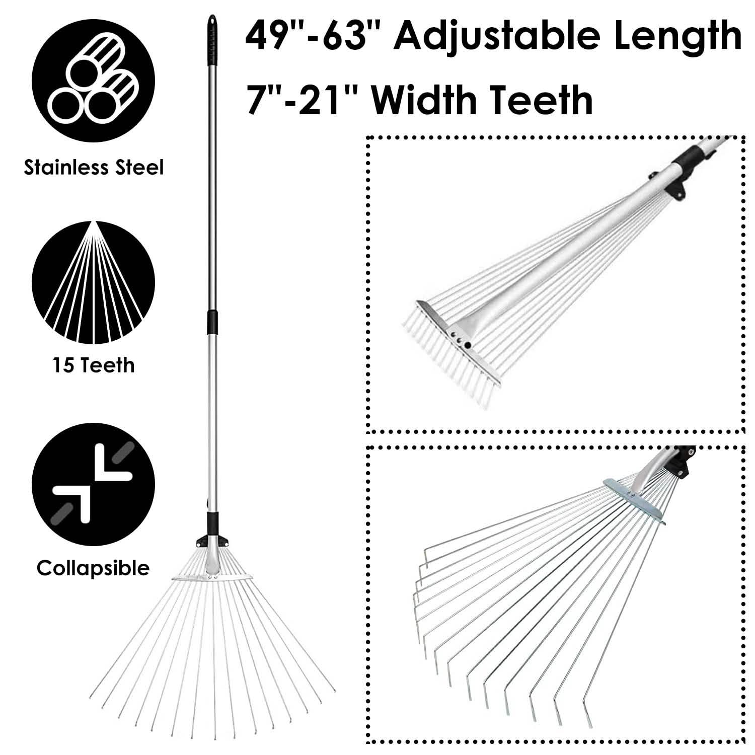 15-Teeth Expanding Stainless Steel Rake DailySale
