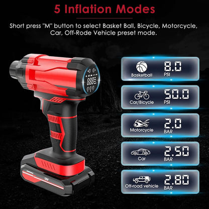 150 PSI 12V Portable Cordless Tire Pump 6000mAh Rechargeable with LED Light DailySale