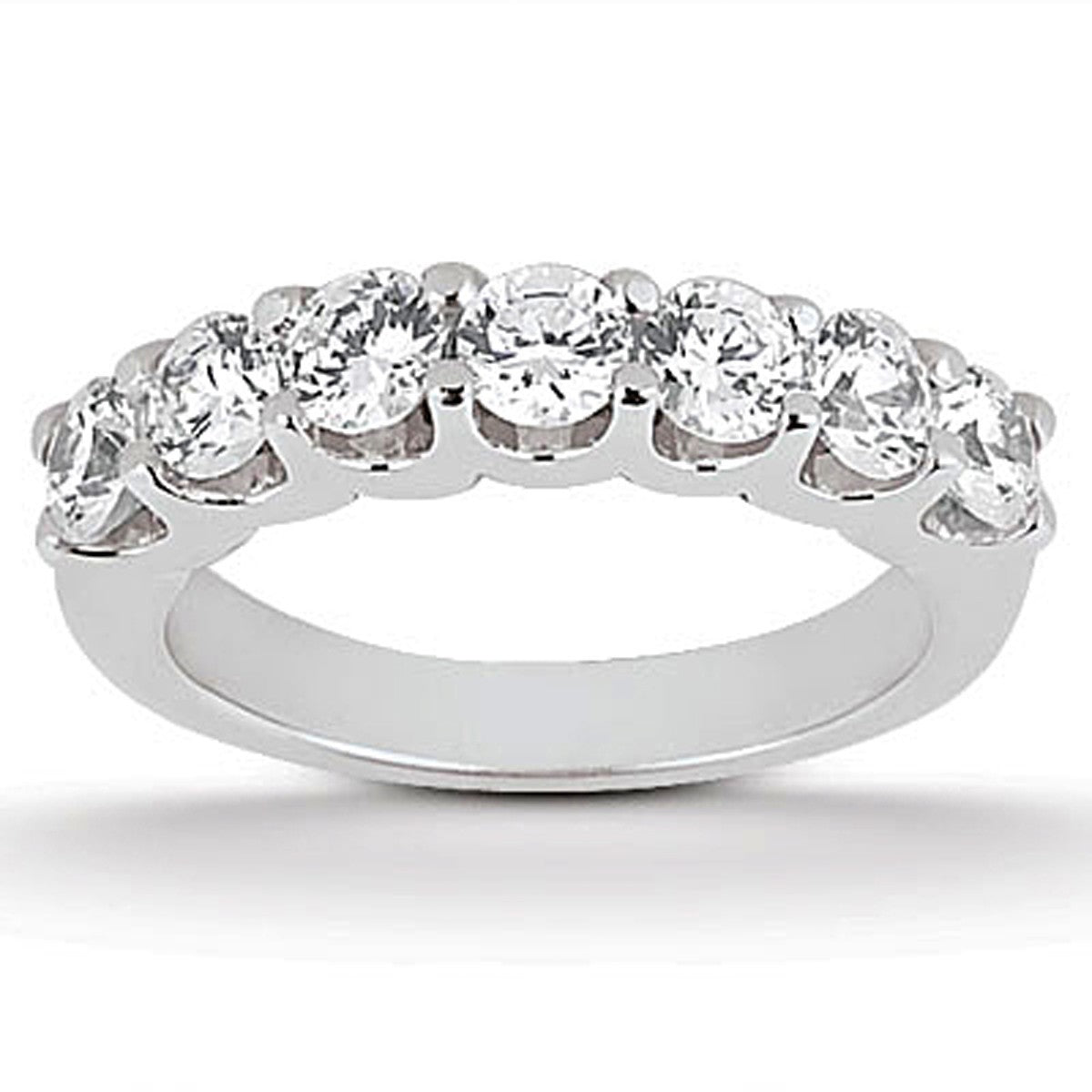 14k White Gold Diamond Scalloped Shared U Prong Setting Wedding Ring Band Bids.com