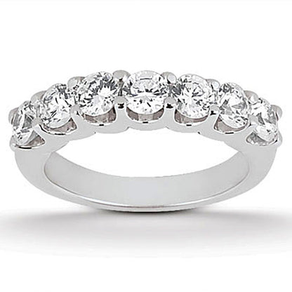 14k White Gold Diamond Scalloped Shared U Prong Setting Wedding Ring Band Bids.com