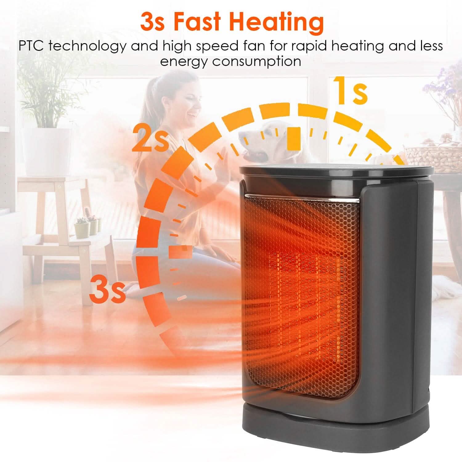 1500W Electric Space Heater Ceramic Heater Fan with 3 Modes Remote Control Digital Display DailySale