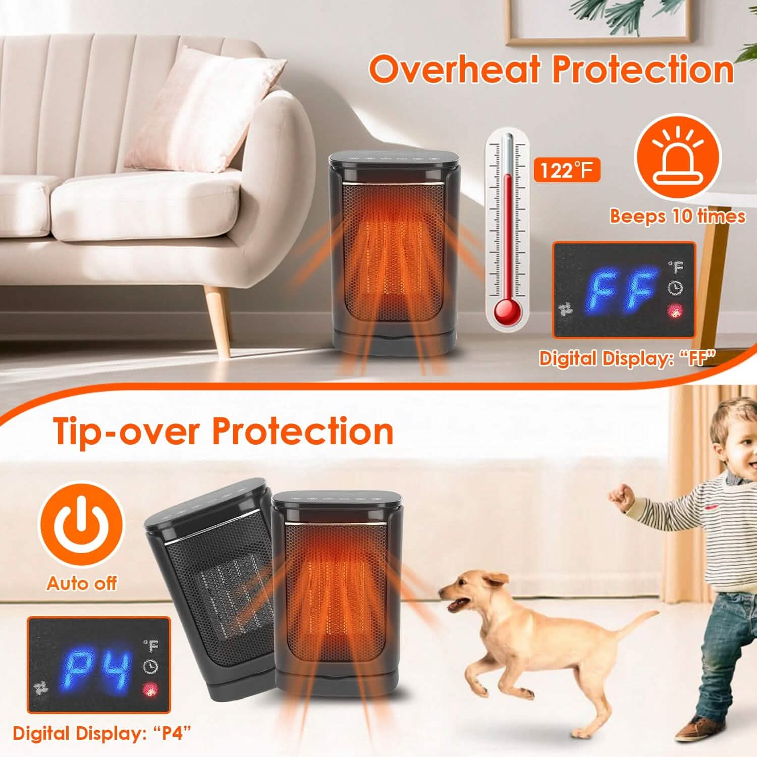 1500W Electric Space Heater Ceramic Heater Fan with 3 Modes Remote Control Digital Display DailySale