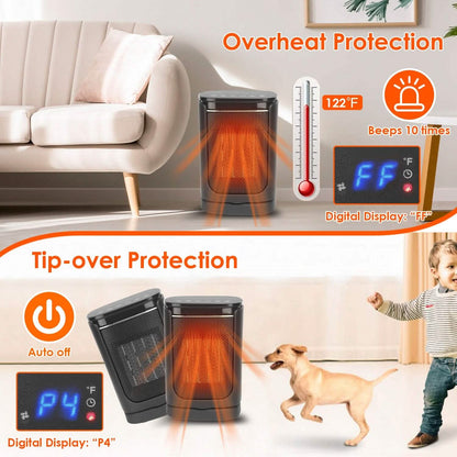 1500W Electric Space Heater Ceramic Heater Fan with 3 Modes Remote Control Digital Display DailySale