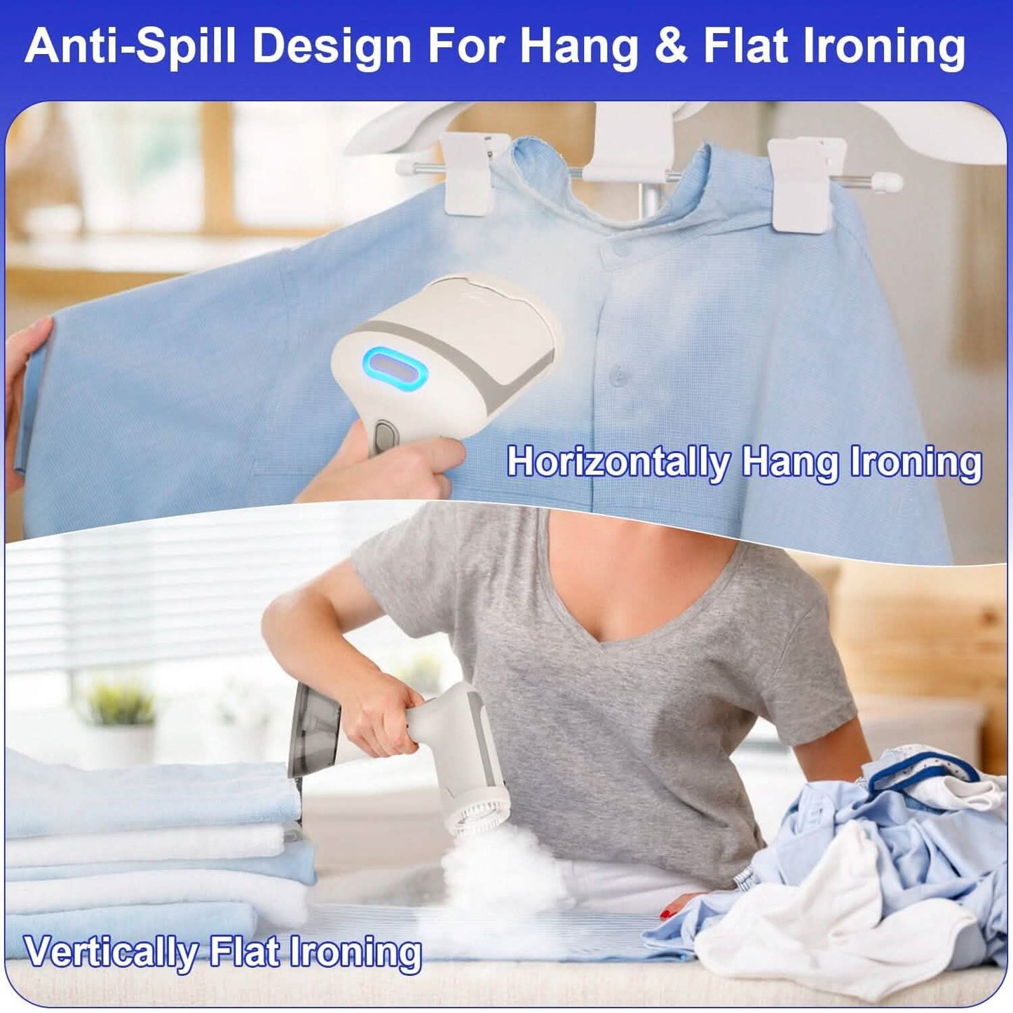 1500W Garment Steamer Portable Handheld Fabric Steamer with Lint Brush Removable 350ml Water Tank DailySale