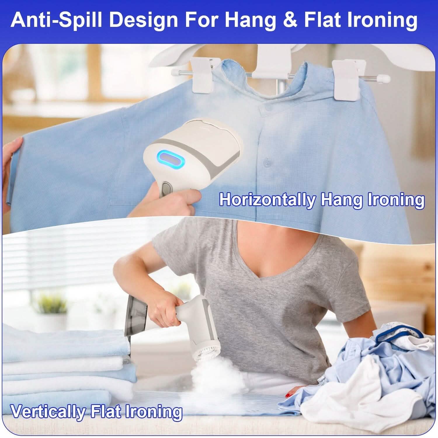 1500W Garment Steamer Portable Handheld Fabric Steamer with Lint Brush Removable 350ml Water Tank DailySale