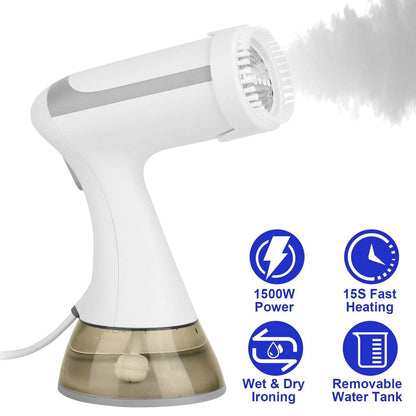 1500W Garment Steamer Portable Handheld Fabric Steamer with Lint Brush Removable 350ml Water Tank DailySale
