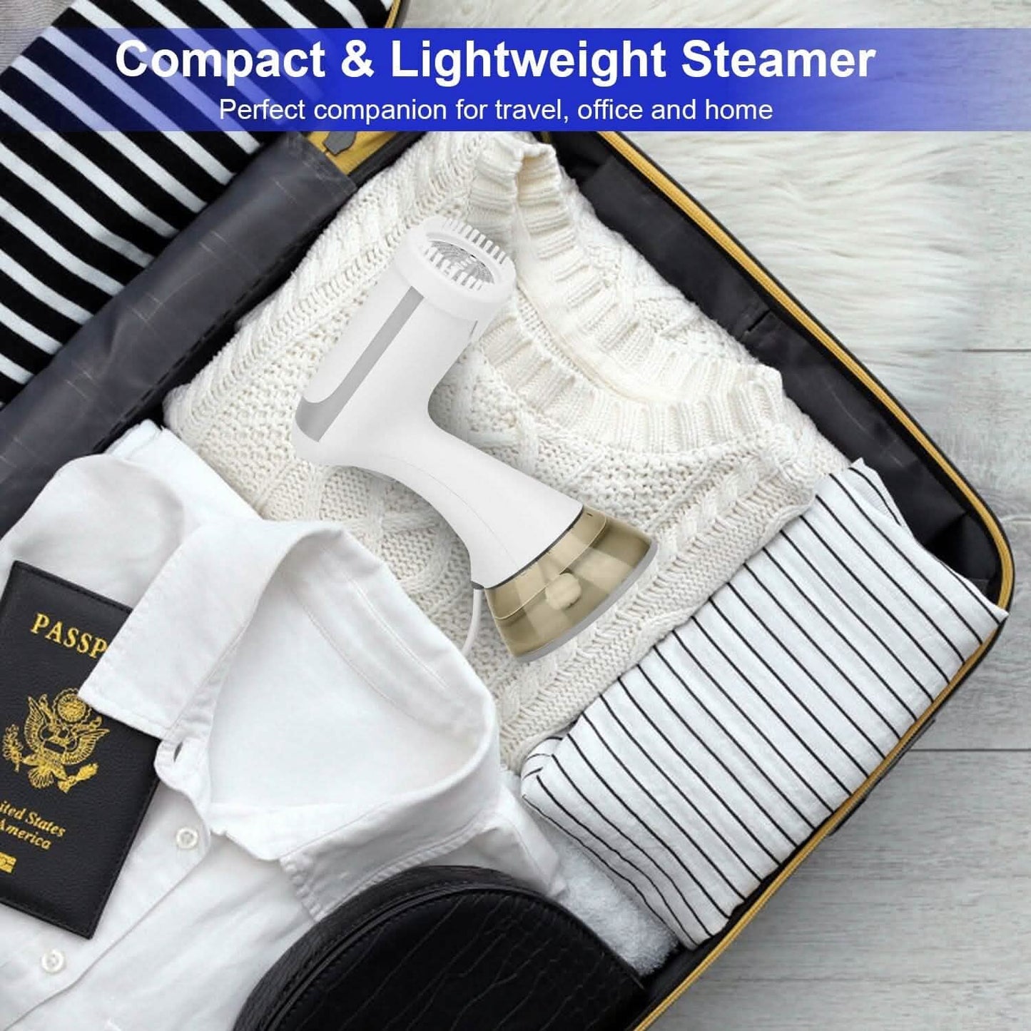 1500W Garment Steamer Portable Handheld Fabric Steamer with Lint Brush Removable 350ml Water Tank DailySale