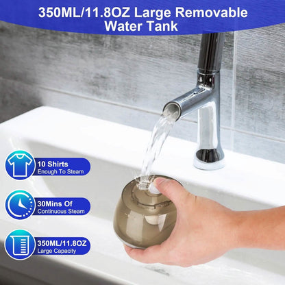 1500W Garment Steamer Portable Handheld Fabric Steamer with Lint Brush Removable 350ml Water Tank DailySale