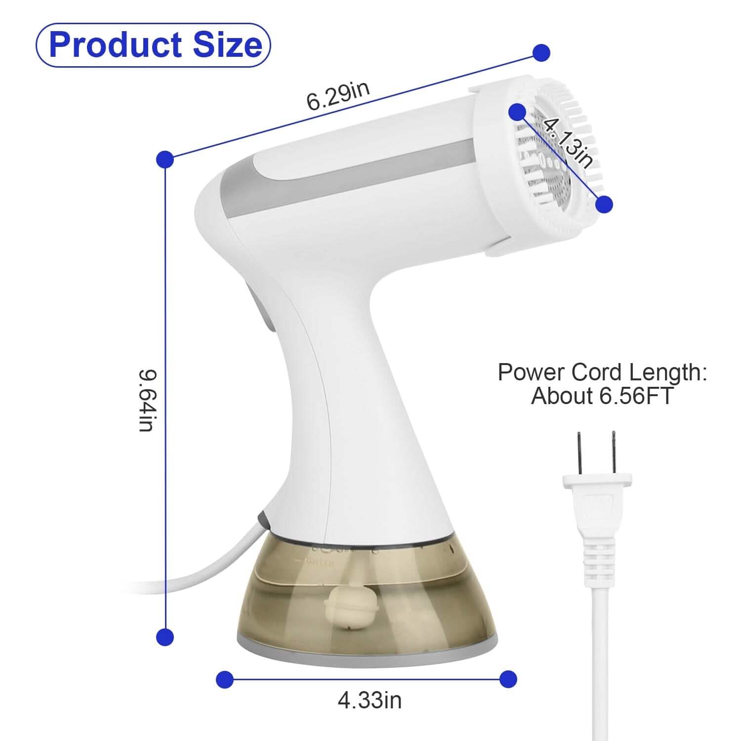 1500W Garment Steamer Portable Handheld Fabric Steamer with Lint Brush Removable 350ml Water Tank DailySale