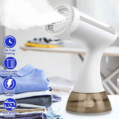 1500W Garment Steamer Portable Handheld Fabric Steamer with Lint Brush Removable 350ml Water Tank DailySale