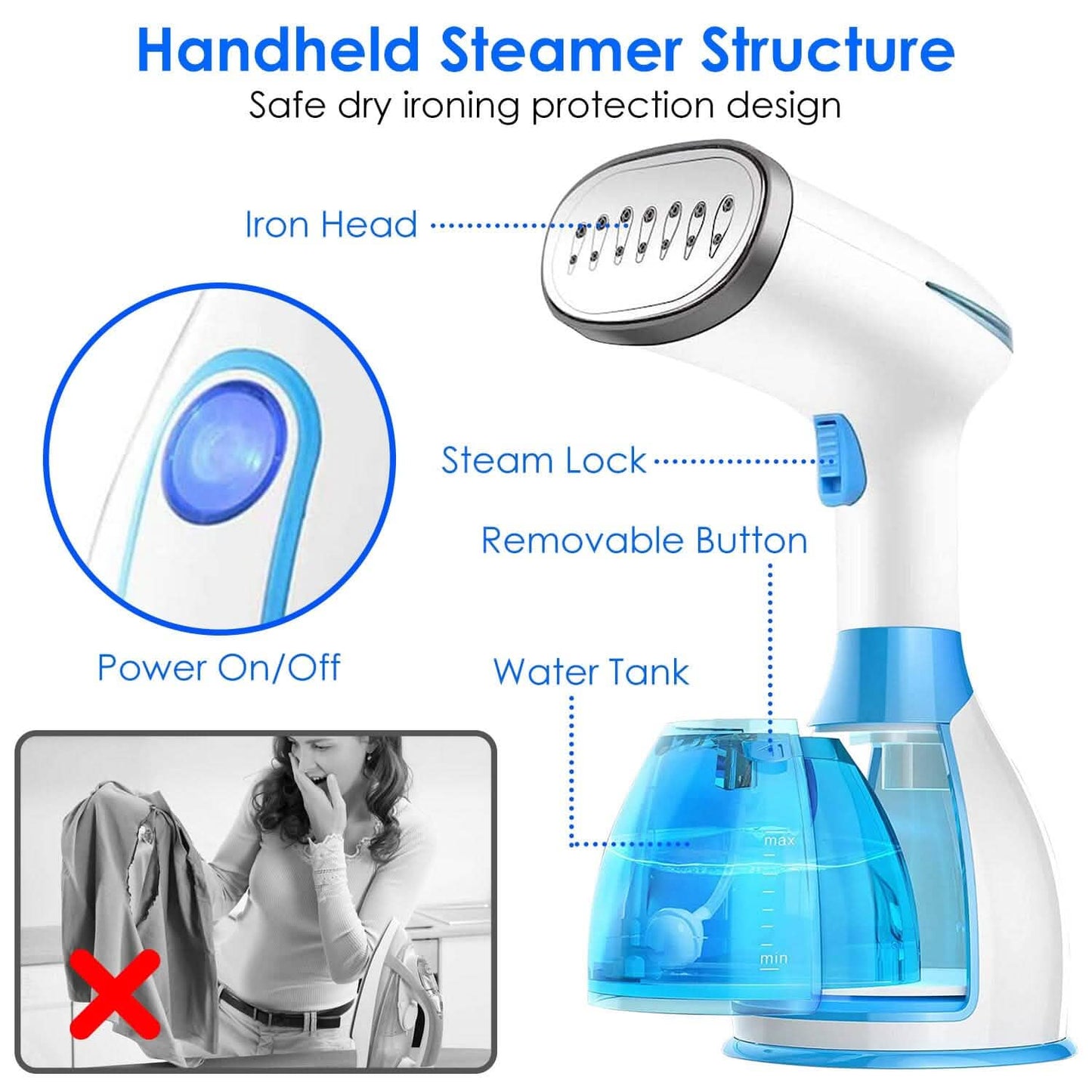 1500W Portable Handheld Clothes Steamer with 2 Brush DailySale
