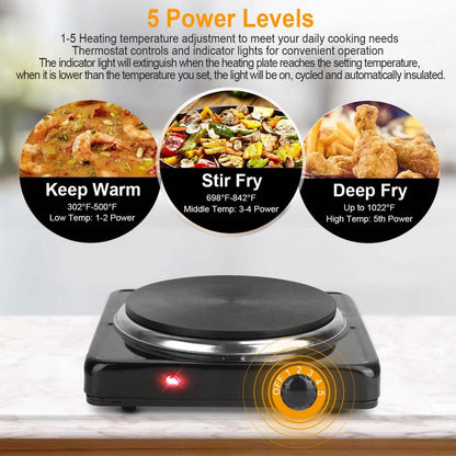 1500W Portable Heating Hot Plate Stove Countertop with Non Slip Rubber DailySale