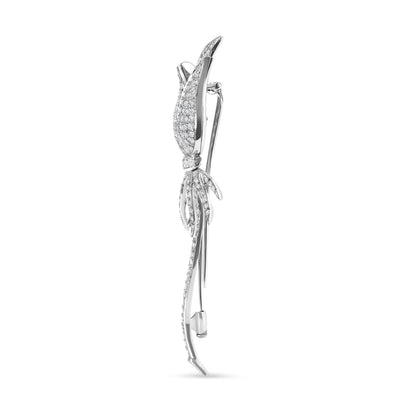 18K White Gold 1 3/5 Cttw Pave Set Diamond Tulip Brooch Pin (H-I Color, VS1-VS2 Clarity) Bids.com