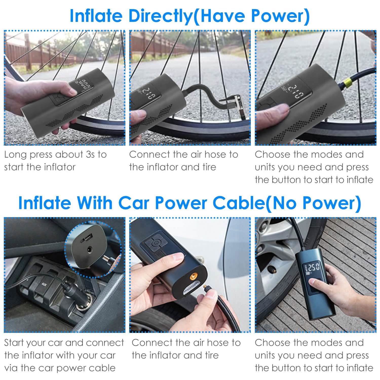 150PSI Cordless Car Tire Pump 6000mAh Rechargeable Tire Inflator DailySale