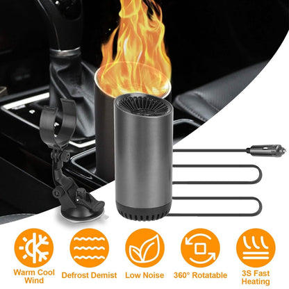 150W Portable Car Heater 2-in-1 Heating Cooling Fan Rotatable Demister Defroster DailySale