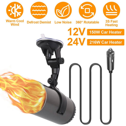 150W Portable Car Heater 2-in-1 Heating Cooling Fan Rotatable Demister Defroster DailySale
