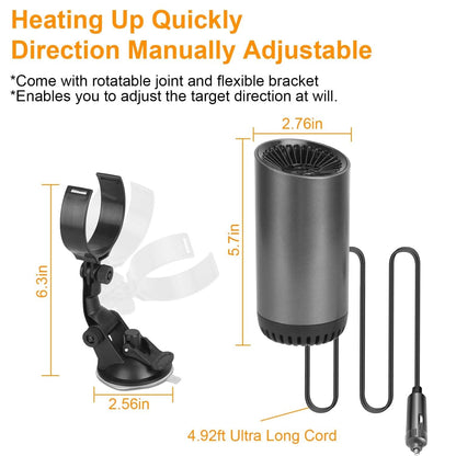 150W Portable Car Heater 2-in-1 Heating Cooling Fan Rotatable Demister Defroster DailySale