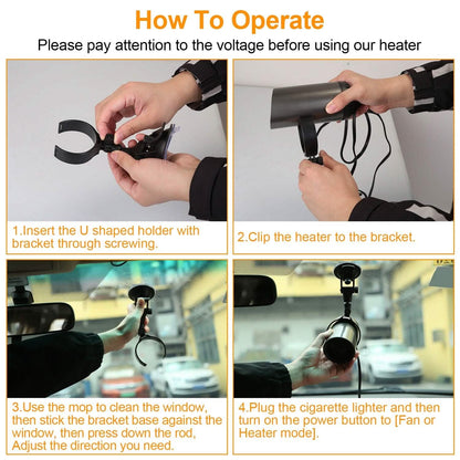 150W Portable Car Heater 2-in-1 Heating Cooling Fan Rotatable Demister Defroster DailySale